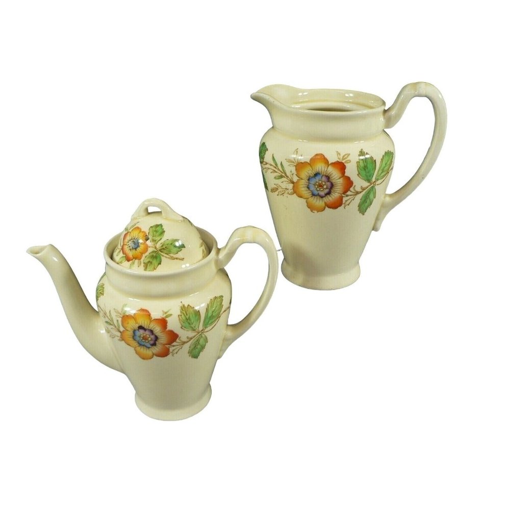 Pitcher & Creamer Lid China Teapot Floral Pattern Made in England